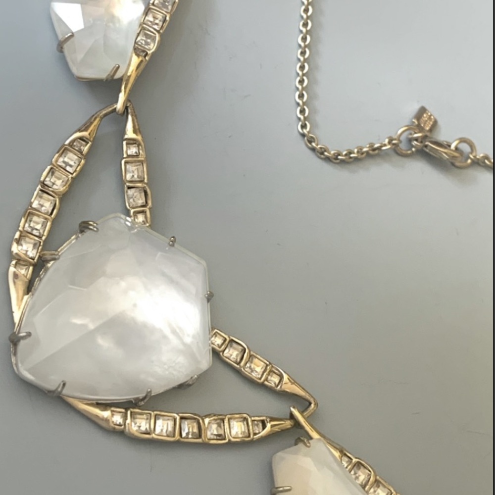 ALEXIS BITTAR Ms Havisham Starlight Mosaic Tile Gold White Pearlescent Necklace - Picture 12 of 12
